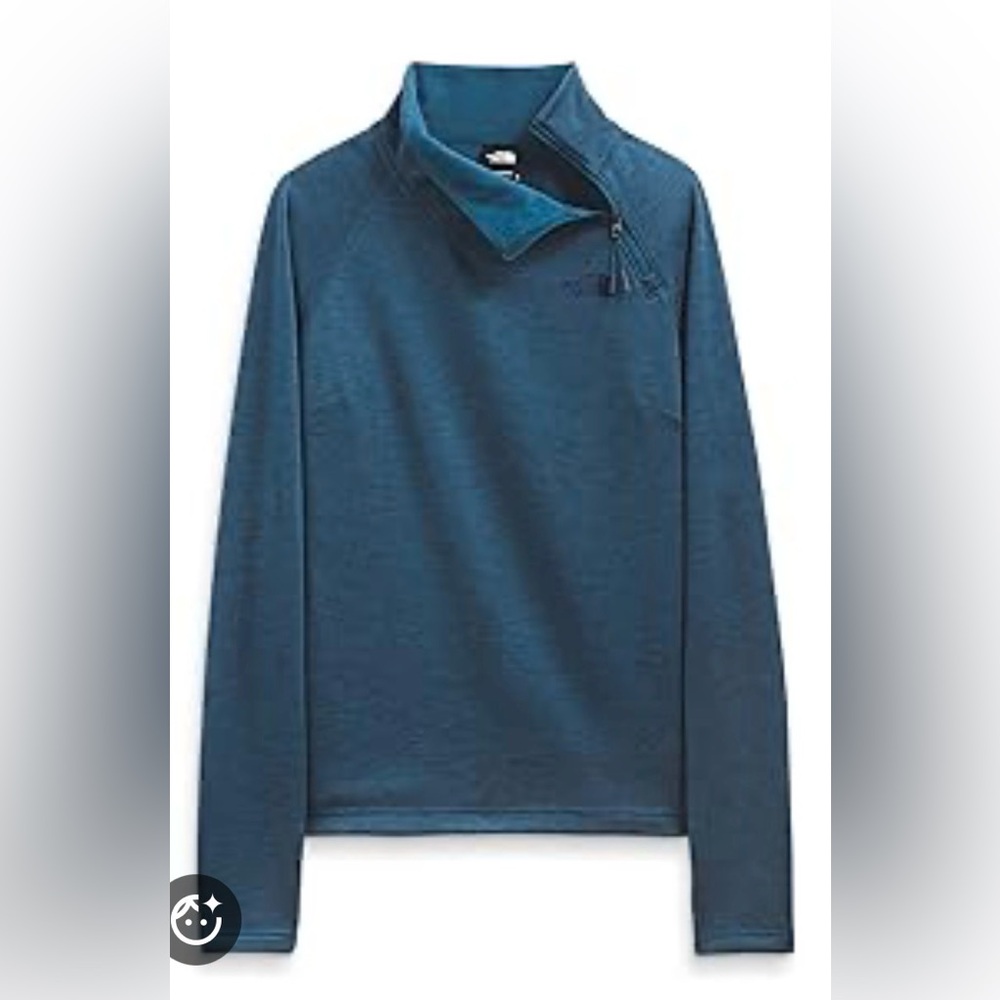 The North Face Women's Teal Blue Asymmetric Zip Turtleneck Sweater